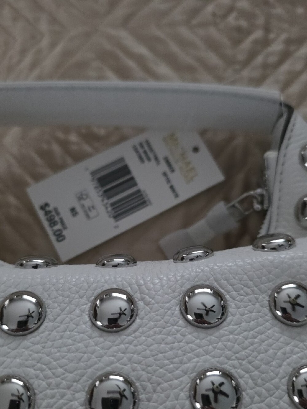 MICHAEL KORS White Studded Pebbled Leather Mini Bag - Picture 4 of 16